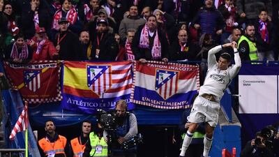 Real Madrid’s Portuguese forward Cristiano Ronaldo celebrates. Gerard Julien / AFP