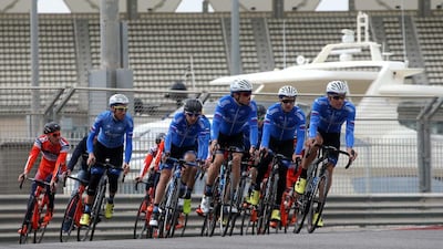 Quick-Step Floors riders train on the Yas Marina Circuit.