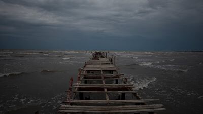 Waves pound the shore in Batabano, Cuba. AP Photo