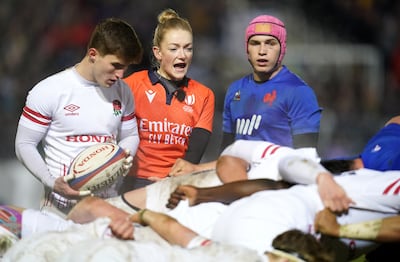 Referee Hollie Davidson during the U20's Six Nations match at The Recreation Ground in Bath