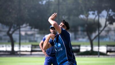 Adithya Shetty trains at ICC Academy in Dubai. Reem Mohammed / The National