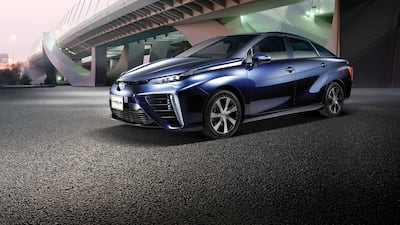 The Toyota Mirai was unveiled in UAE this week after several months of testing around the country, at sites including Jebel Jais. Courtesy Toyota