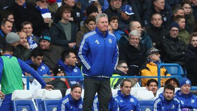 Guus Hiddink interim manager of Chelsea looks on during the Barclays Premier League match between Chelsea and Stoke City at Stamford Bridge on March 5, 2016 in London, England. (Photo by Clive Mason/Getty Images)