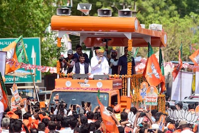Amit Shah, India's Home Minister and leader of the ruling Bharatiya Janata Party, in Sanand, near Ahmedabad. AFP