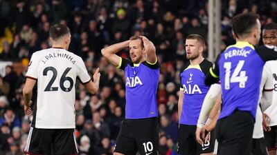 Tottenham Hotspur's Harry Kane rues a missed chance. PA