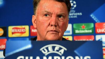 Manchester United's Louis van Gaal shown at a press conference on Tuesday ahead of his team's Champions League match on Wednesday. Paul Ellis / AFP / September 29, 2015
