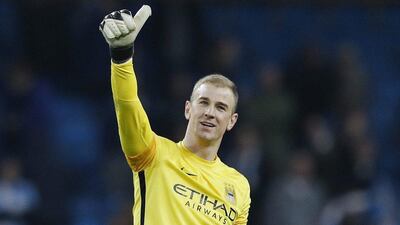 Manchester City's Joe Hart acknowledges the fans after Tuesday night's advance to the Champions League quarter-finals. Phil Noble / Reuters / March 15, 2016