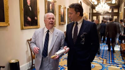 Ned Beatty and Tom Hanks in 'Charlie Wilson's War' (2007).