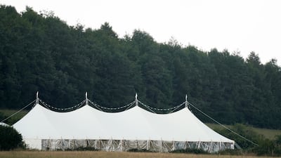A marquee on the grounds of Daylesford House in Gloucestershire, where Prime Minister Boris Johnson and wife Carrie are due to hold a wedding party for friends and family. PA