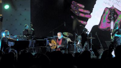 Abu Dhabi, United Arab Emirates- Marcel Khalife performing at Hay Festival at Atrium, Manaarat Saadiyat. Leslie Pableo for The National
