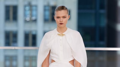 A complex caped dress looks simple at Jonathan Simkhai. Photo: Jonathan Simkhai