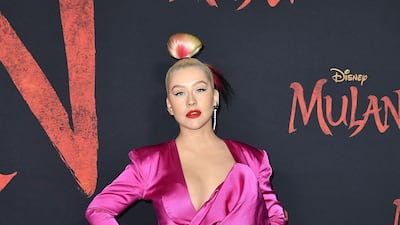 Christina Aguilera in Galia Lahav at the world premiere of Disney's 'Mulan' at the Dolby Theatre in Hollywood on March 9, 2020. AFP