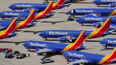 A number of grounded Southwest Airlines Boeing 737 MAX 8 aircraft. The airline is delaying its deliveries from Boeing. Reuters