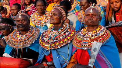 Maasai women attend a memorial service for late former Kenya's President Daniel arap Moi at the Nyayo Stadium in Nairobi, Kenya. Reuters