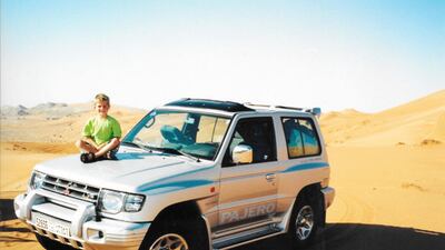 Michael on the family four-wheel-drive on one of his family's trips to the Desert when he was a youngster. Courtesy Michael Alcock