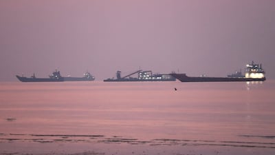 Ships in the Strait of Hormuz as seen from Bandar Abbas, Iran. Reuters
