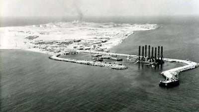 Das Island in the 1960s, which was Abu Dhabi's operational base when its started to export crude. Courtesy BP