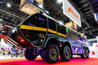 So what’s under the hood of the largest firetruck in the world? Well, not one but two engines drive this fiberglass mammoth. Together, the two engines produce some 1400 horsepower. Courtesy: Naffco