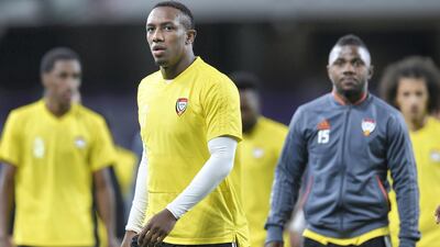 The UAE squad train ahead of their clash at Al Ain against Thailand. UAE FA