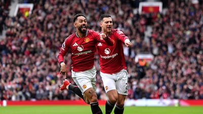 Manchester United's Matheus Cunha after scoring the opener. PA