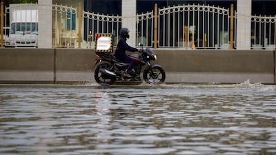 Many roads in Dubai were flooded. The National