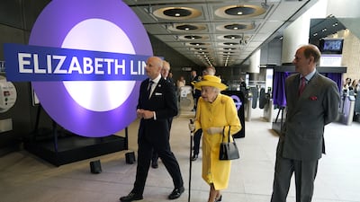 Queen Elizabeth II and Prince Edward arrive at Paddington station in London to mark the completion of London's Crossrail project and to view the new Elizabeth Line. PA