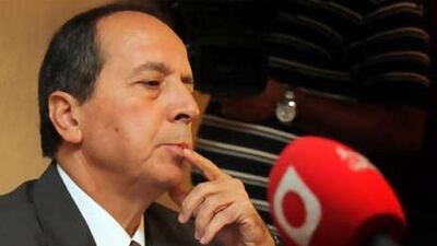 Brigadier General Jamil Sayyed at a press conference in Beirut.