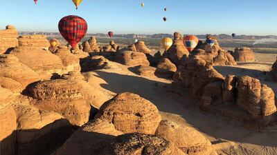 Saudi Arabia opens to tourists from around the world. Courtesy of Consulum Balloons flying over the Unesco World Heritage Site of Al Ula.