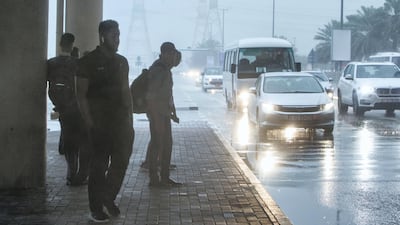 Residents were greeted by gloomy weather outside Ibn Battuta Mall. Leslie Pableo / The National