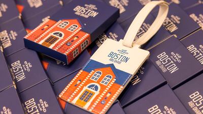 Boston memorabilia was distributed to passengers on the inaugural flight. Photo: Etihad Airways