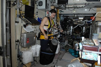 Russian cosmonaut Yuri Malenchenko wearing the Chibis suit. Photo: Roscosmos / Nasa