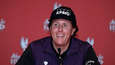 Phil Mickelson speaks with the media at the Abu Dhabi Golf Club prior to the start of the Abu Dhabi HSBC Golf Championship on Tuesday. Scott Halleran / Getty Images