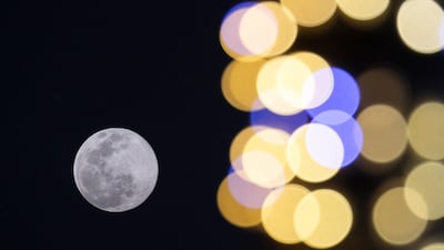 The Super Worm Moon seen from Palm Jumeirah. Reem Mohammed/The National