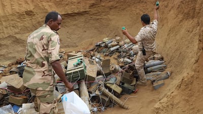 The Saudi-backed Sudanese-Yemeni force removes and de-activates landmines in the Hajjah governorate near the border with Saudi Arabia on the Red Sea. AFP