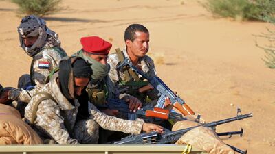 Yemeni soldiers in Marib, where an overnight attack resulted in the killing and wounding of a number of Houthis. AFP