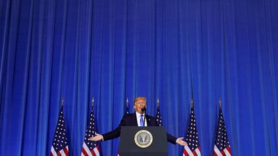 US President Donald Trump holds a news conference at the G20 summit in Osaka, Japan. Reuters/Kevin Lamarque