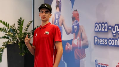 Eissa Mohamed Al Kurdi, captain of the UAE Youth Boxing Team, at the press conference to announce the upcoming Asian Youth Championship in Dubai.