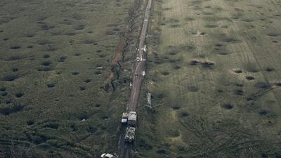Craters left by shelling near Izium, Ukraine, where Ukrainian troops are pressuring retreating Russian forces. AP