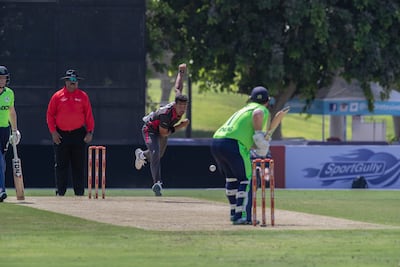 Sanchit Sharma during his UAE debut against Ireland. Antonie Robertson / The National