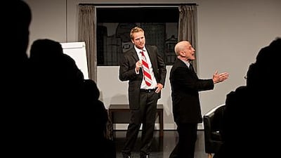 George Stothard and Eric Dury perform a scene from Dubai Drama Group's production of the Ben Elton play Gasping in May. "There is such an appetite" for community theatre in the Emirates, Stothard says.