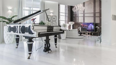 The 9,365 square foot, triple-floor apartment located at the top of Marinascape Avant Tower in Dubai Marina is going for Dh22.5 million. Courtesy Luxhabitat