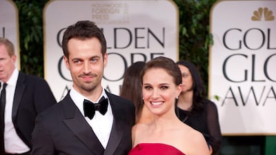 Actress Natalie Portman and boyfriend, French dancer Benjamin Millepied, as they arrive for the Golden Globe Awards. EPA/HOLLYWOOD FOREIGN PRESS ASSOCIATION