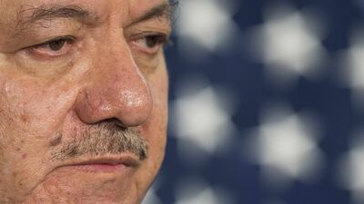 President of the Kurdistan region of Iraq, Masoud Barzani speaks at the Atlantic Council in Washington, DC. Jim Watson / AFP Photo