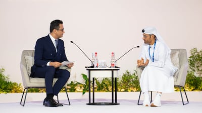 Dr Mohamed Al Kuwaiti, head of cyber security for the UAE Government, speaks with Sky News Arabia's Sami Kasmi at the Arab Media Summit. Wam