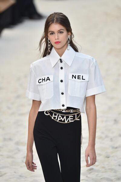 Kaia Gerber for Chanel during Paris Fashion Week. Corbis via Getty Images