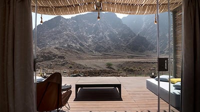Mountain views at Sedr Trailers Resort in Hatta. Courtesy Meraas