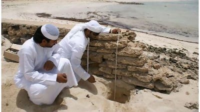 The exposed harbour walls at Sag Barakah extend more than 100 metres out to sea.