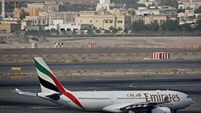 An Emirates Airline plane at the Dubai airport.