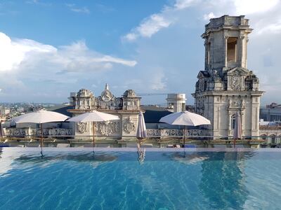 Views over the city from the rooftop pool at the Gran Hotel Manzana Kempinski La Habana, the city’s only five-star offering. Courtesy Charukesi Ramadurai
