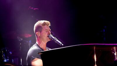 Robin Thicke on stage during Blended at Media City Amphitheatre in Dubai in May 2015. Satish Kumar / The National